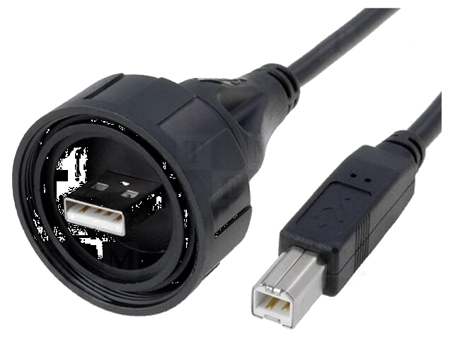 Kabel-adapter; USB A stekker (afgesloten),USB-B-stekker; IP68 Kabel-adapter; USB A stekker (afgesloten),USB-B-stekker; IP68